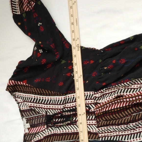 Umgee Women's Dress Sz M Boho Lace-Up Multi Print Tunic Flowy Sleeves Bohemian - Picture 9 of 13